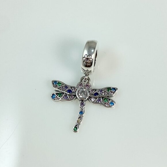 Sterling Silver Dragonfly Dangle Charm - Picture 4 of 11